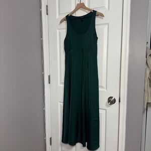 Rachel Zoe Emerald Green Satin Empire Waist Maxi Dress Sleeveless Medium